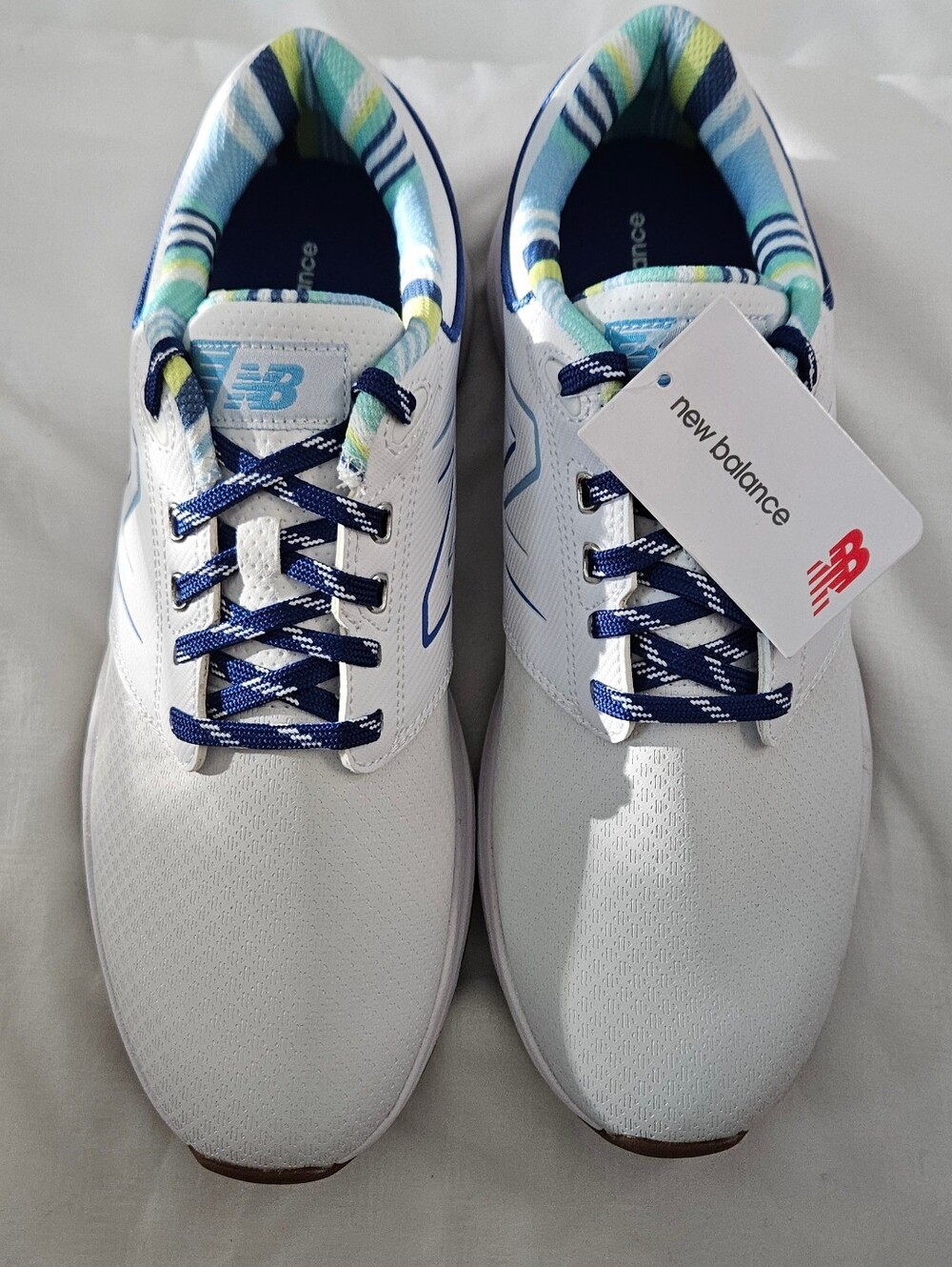 New Balance Brighton Golf Shoes NWT White Blue Waterproof Spiked Size 11